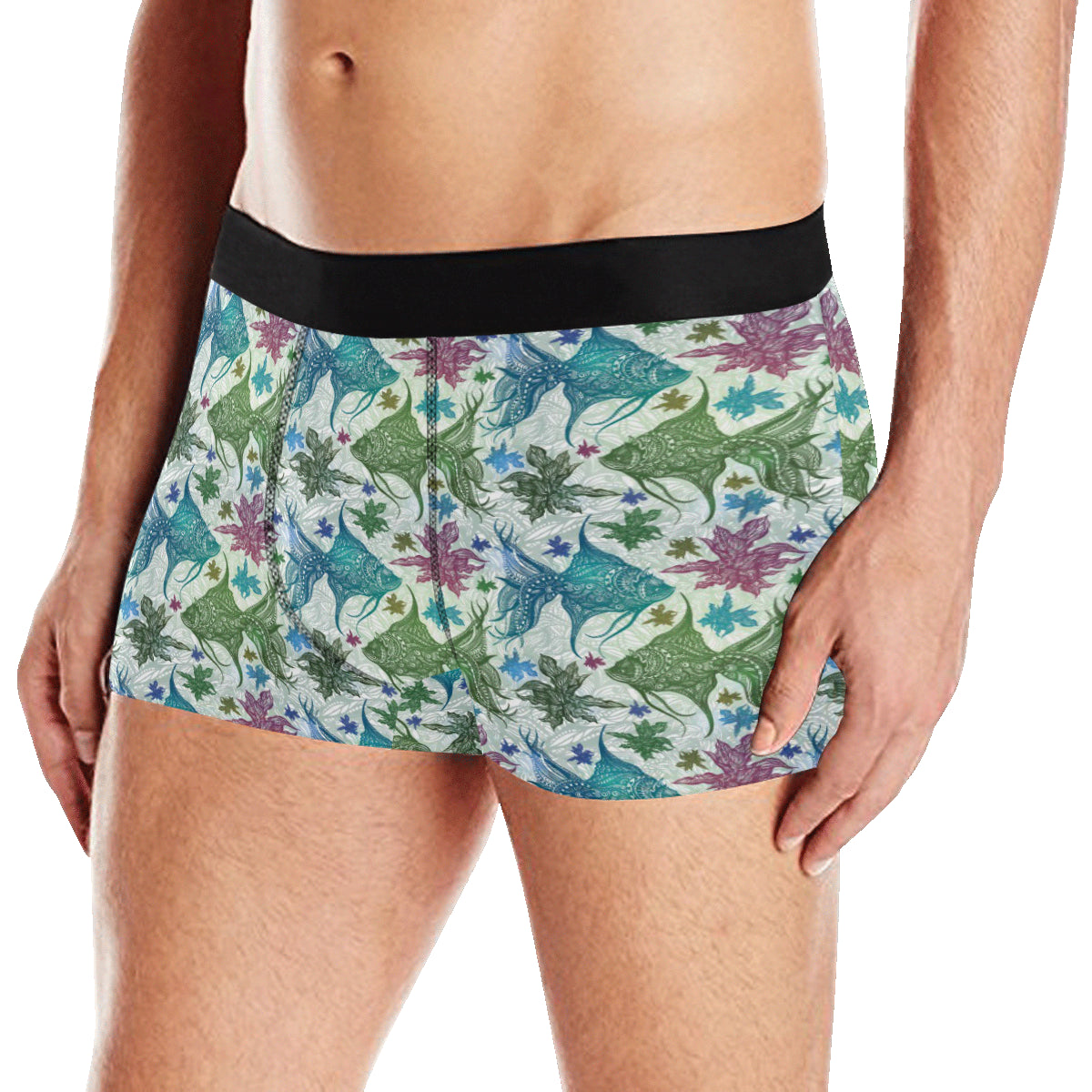 Angelfish Tribal Pattern Print Design 01 Men's Boxer Briefs