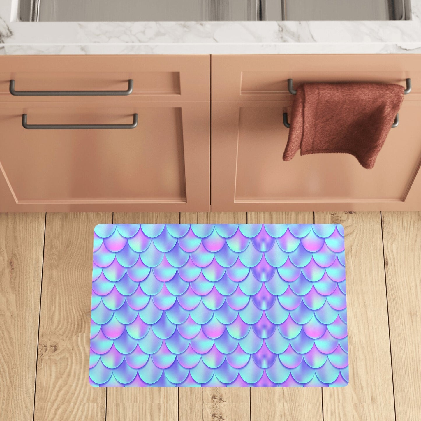 Mermaid Tail Design Print Pattern Kitchen Mat