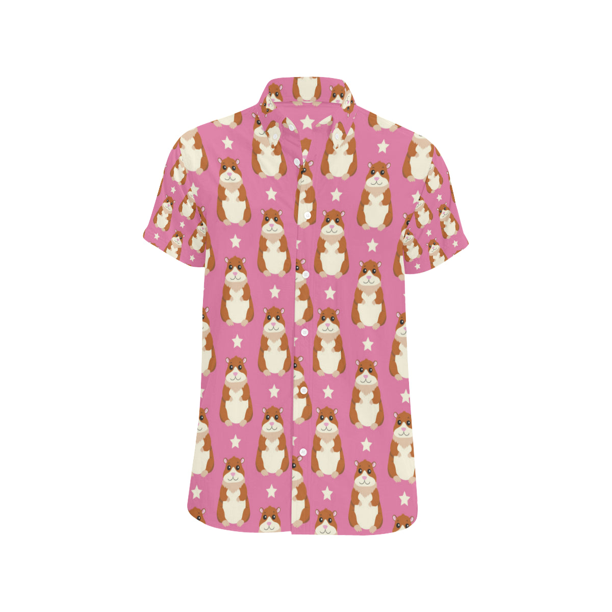 Hamster Cute Pattern Print Design 02 Men's Short Sleeve Button Up Shirt