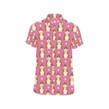 Hamster Cute Pattern Print Design 02 Men's Short Sleeve Button Up Shirt