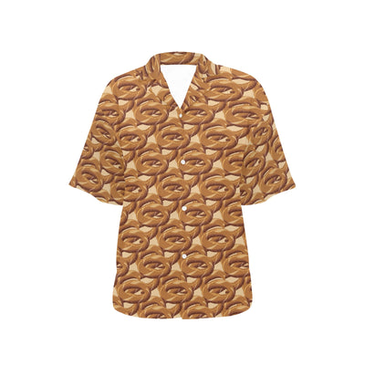 Bagel Pattern Print Design 02 Women's Hawaiian Shirt