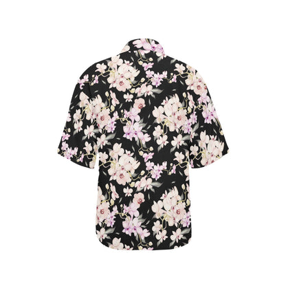 Orchid White Pattern Print Design OR03 Women's Hawaiian Shirt