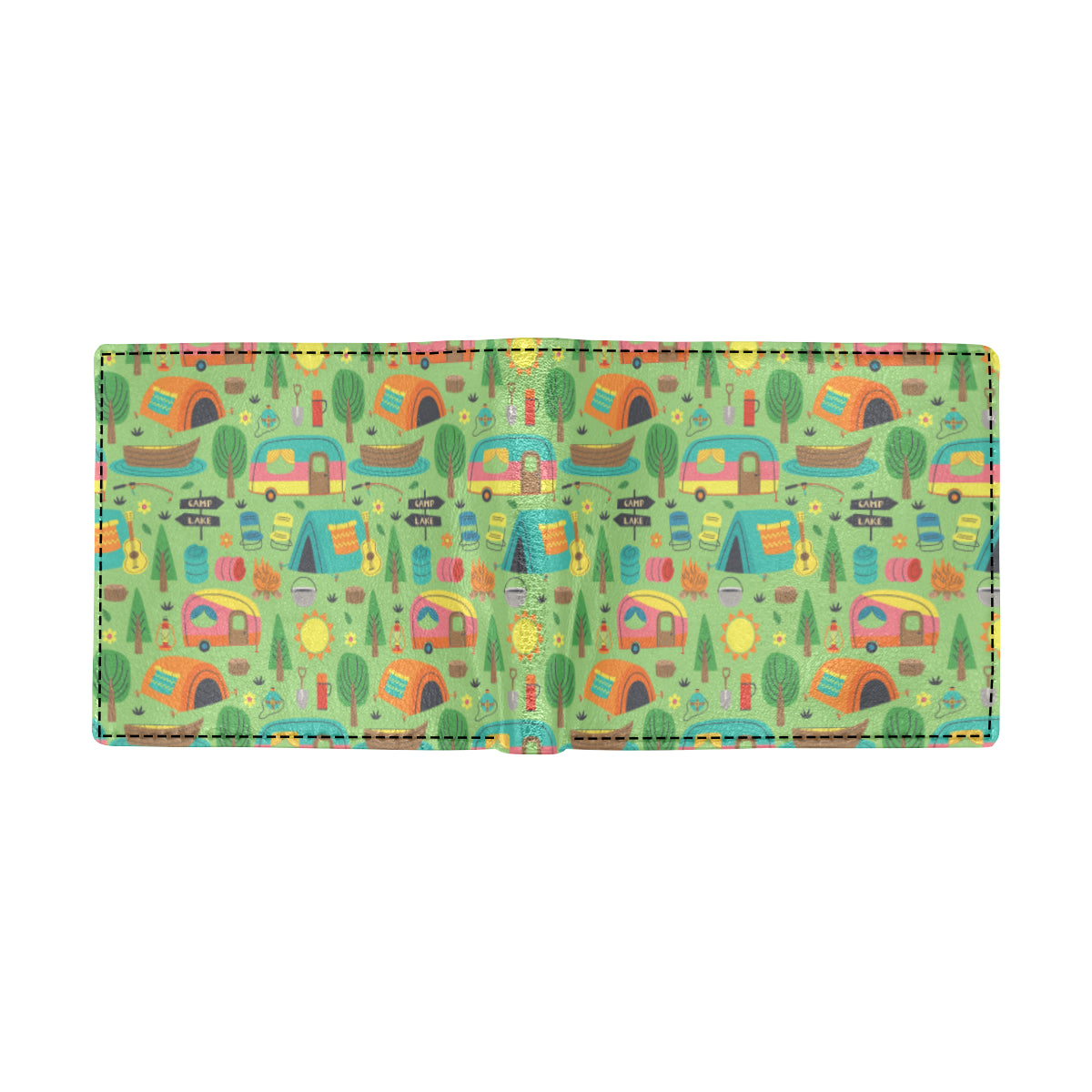 Camping Camper Pattern Print Design 04 Men's ID Card Wallet