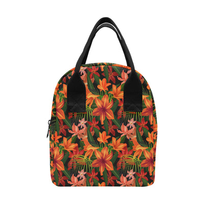 Amaryllis Pattern Print Design AL05 Insulated Lunch Bag