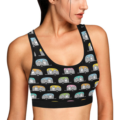 Camper Pattern Camping Themed No 2 Print Sports Bra