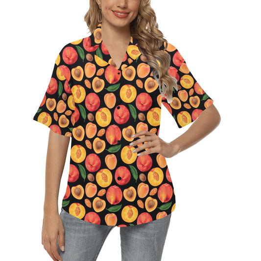 Peach Pattern Print Design A02 Women's Hawaiian Shirt