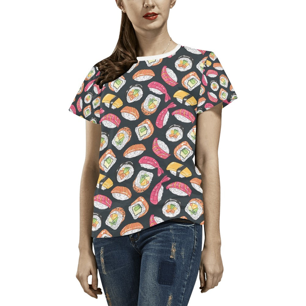 Sushi Print Design LKS306 Women's  T-shirt