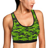 Green Kelly Camo Print Sports Bra