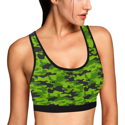 Green Kelly Camo Print Sports Bra