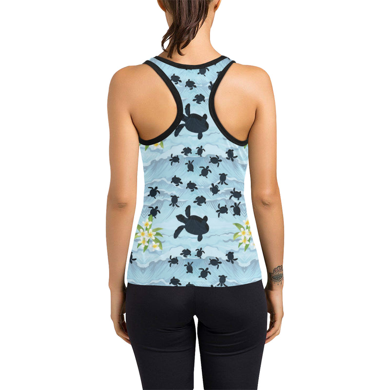 Sea Turtle Pattern Print Design T011 Women's Racerback Tank Top