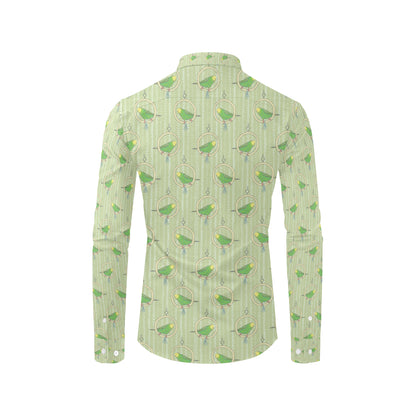 Budgerigar Pattern Print Design 02 Men's Long Sleeve Shirt