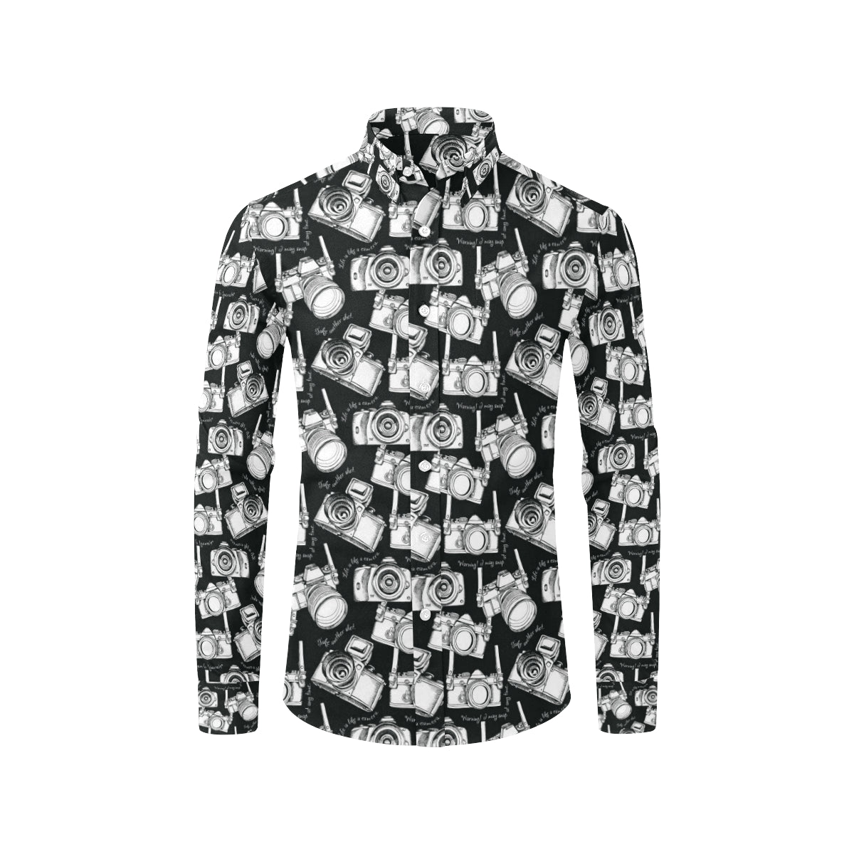 Camera Pattern Print Design 01 Men's Long Sleeve Shirt