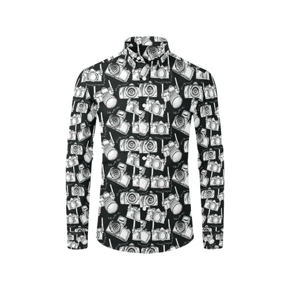 Camera Pattern Print Design 01 Men's Long Sleeve Shirt