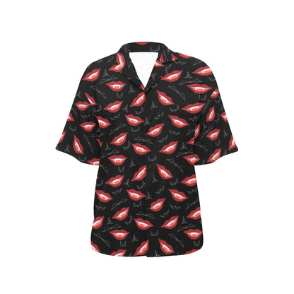 Vampire Lips Print Design LKS301 Women's Hawaiian Shirt