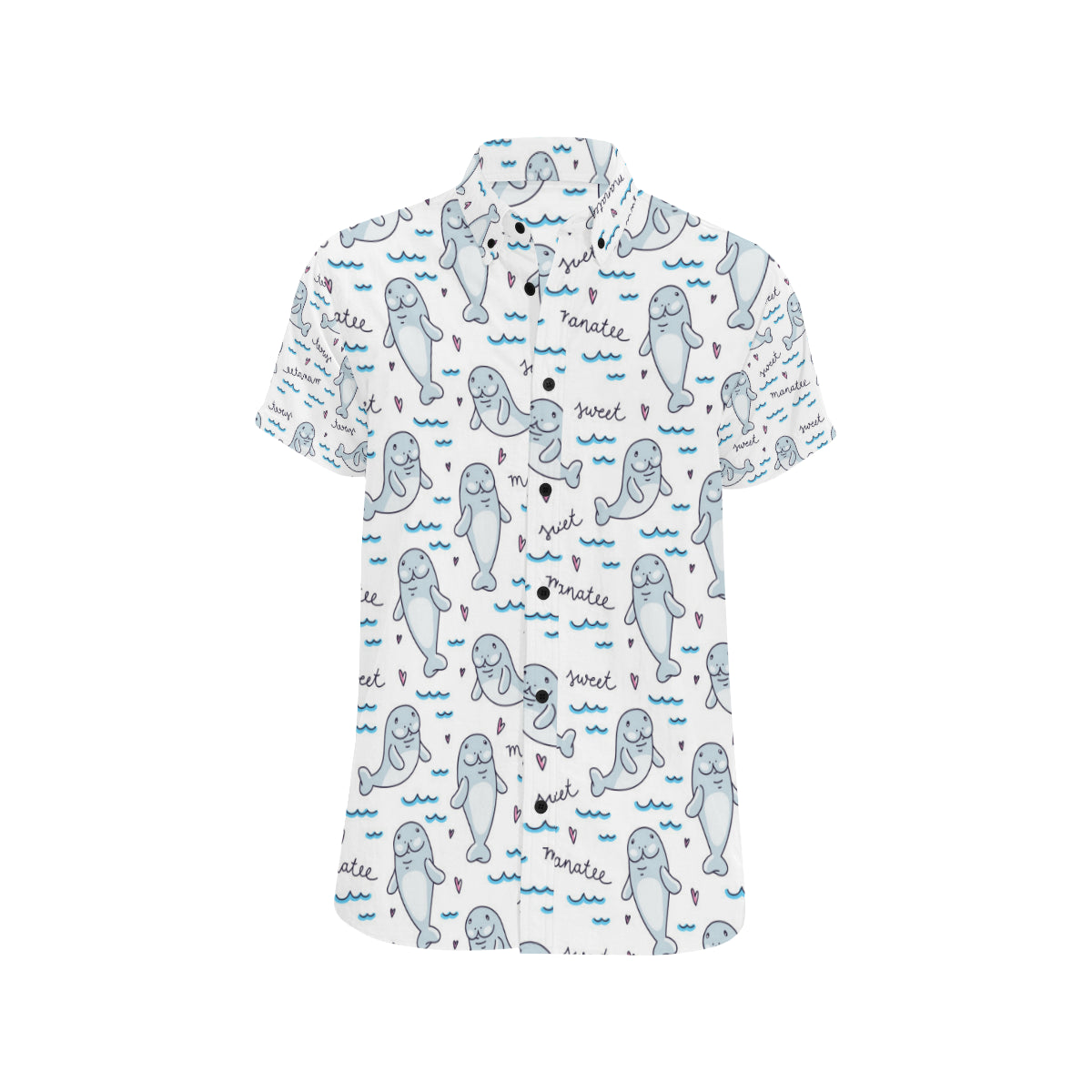 Manatee Baby Pattern Print Design 03 Men's Short Sleeve Button Up Shirt