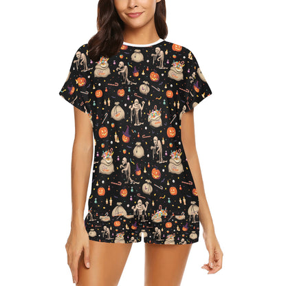 Mummy Halloween Print Design LKS303 Women's Short Pajama Set