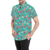 Ice Cream Pattern Print Design IC01 Men's Short Sleeve Button Up Shirt