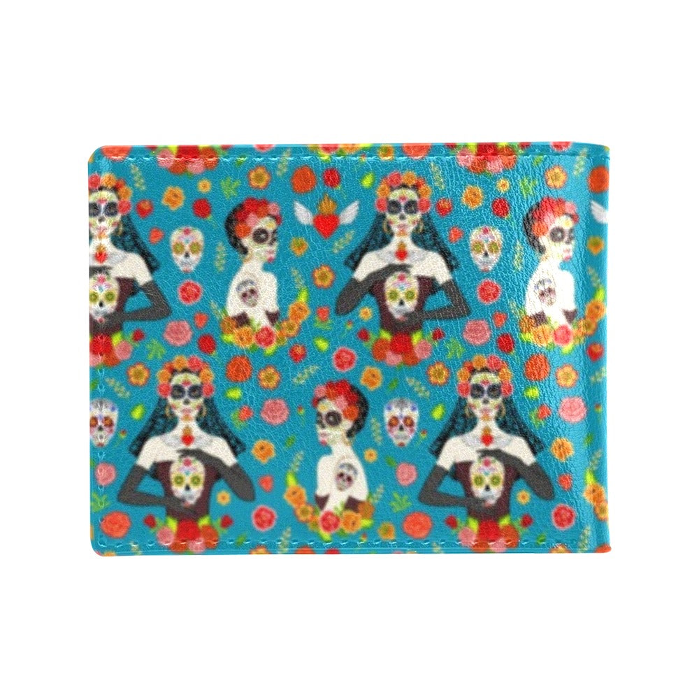 Day of the Dead Old School Girl Design Men's ID Card Wallet