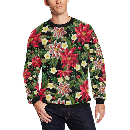 Poinsettia Pattern Print Design POT05 Men Long Sleeve Sweatshirt