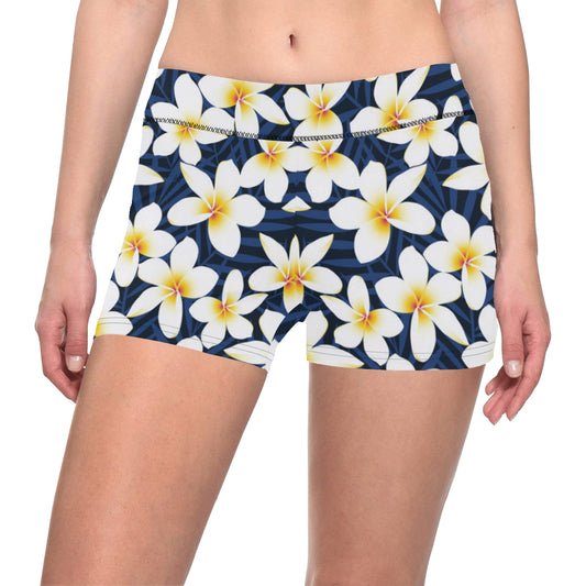 Plumeria Pattern Print Design PM026 Yoga Shorts