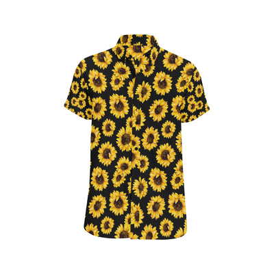 Sunflower Pattern Print Design SF05 Men's Short Sleeve Button Up Shirt