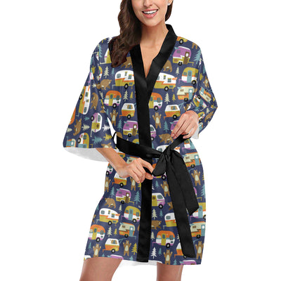 Camper Pattern Print Design 04 Women's Short Kimono