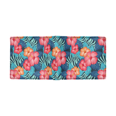 Red Hibiscus Pattern Print Design HB02 Men's ID Card Wallet