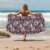 Sugar Skull Print Design LKS303 Beach Towel 32" x 71"