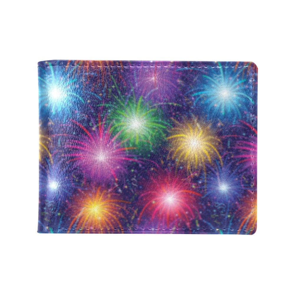 Firework Colorful Print Design LKS301 Men's ID Card Wallet