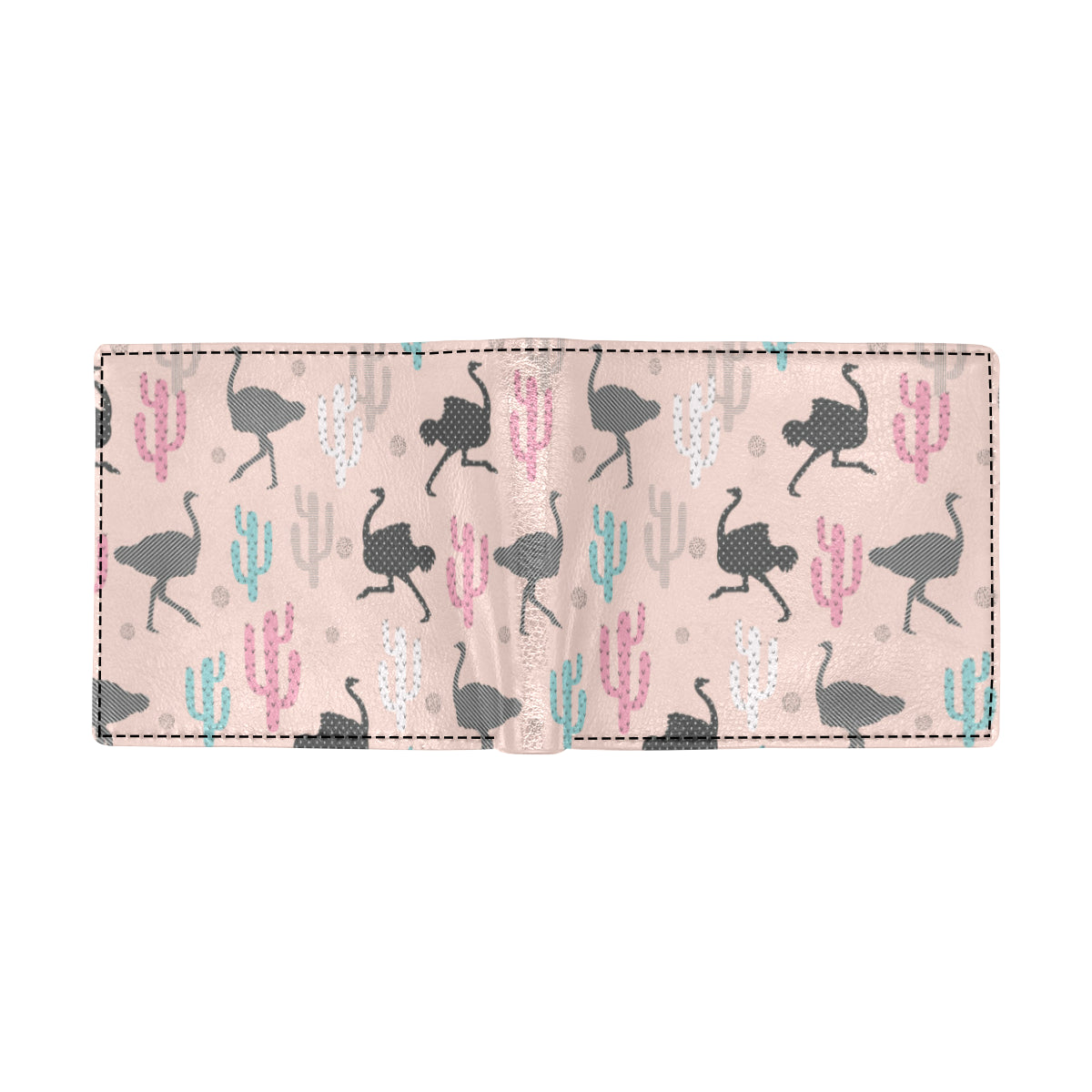 Ostrich Pattern Print Design 03 Men's ID Card Wallet