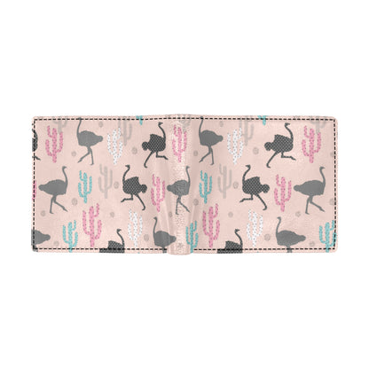 Ostrich Pattern Print Design 03 Men's ID Card Wallet
