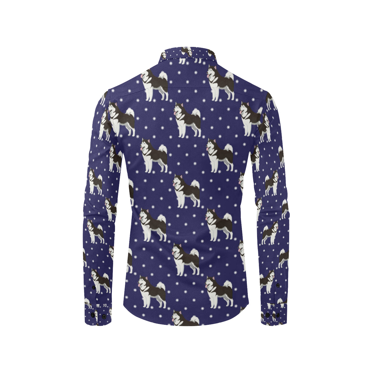 Alaskan Malamute Pattern Print Design 04 Men's Long Sleeve Shirt
