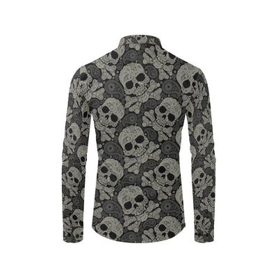 Paisley Skull Pattern Print Design A01 Men's Long Sleeve Shirt