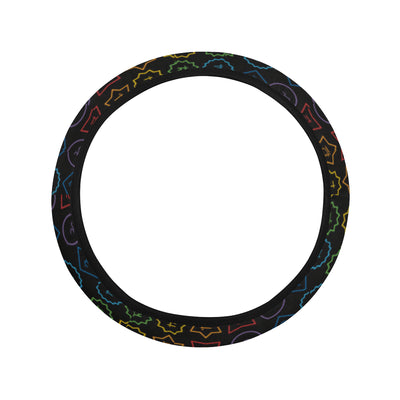 Chakra Colorful Symbol Pattern Steering Wheel Cover with Elastic Edge