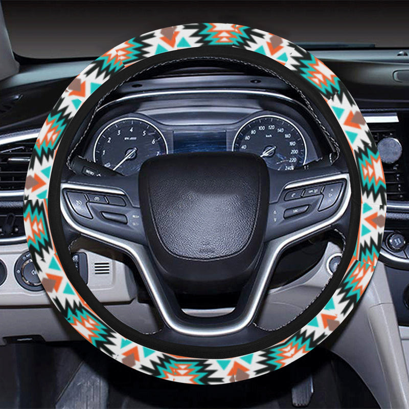 Indian Navajo Ethnic Themed Design Print Steering Wheel Cover with Elastic Edge