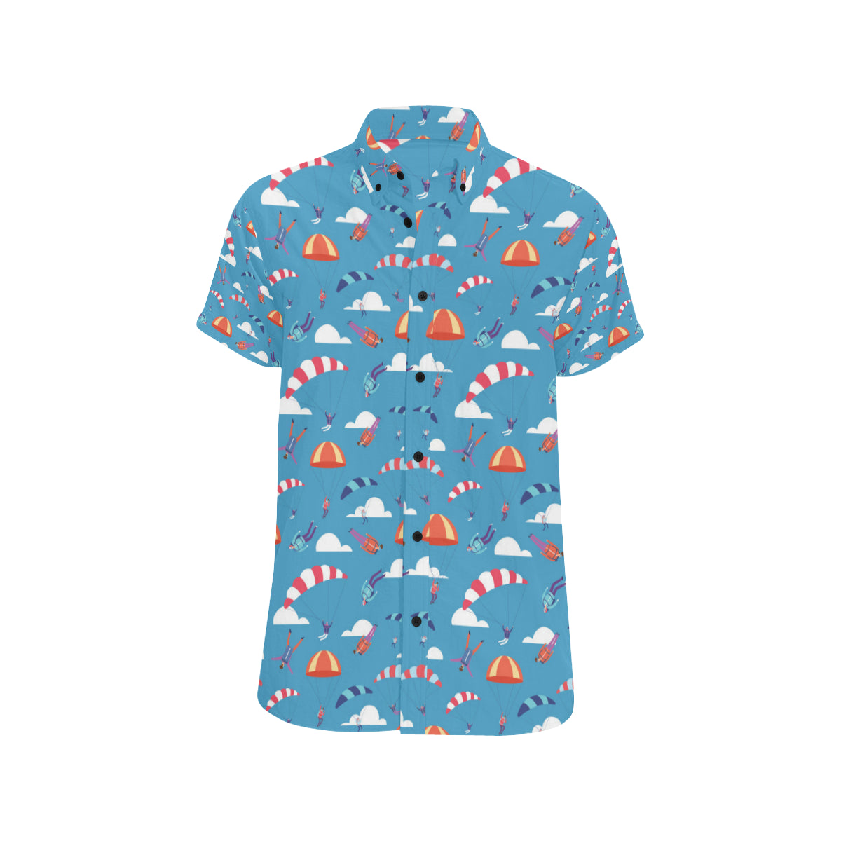 Skydiving Pattern Print Design 03 Men's Short Sleeve Button Up Shirt