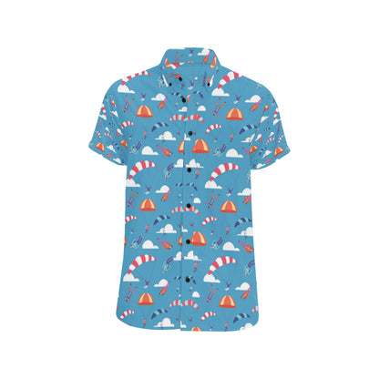 Skydiving Pattern Print Design 03 Men's Short Sleeve Button Up Shirt