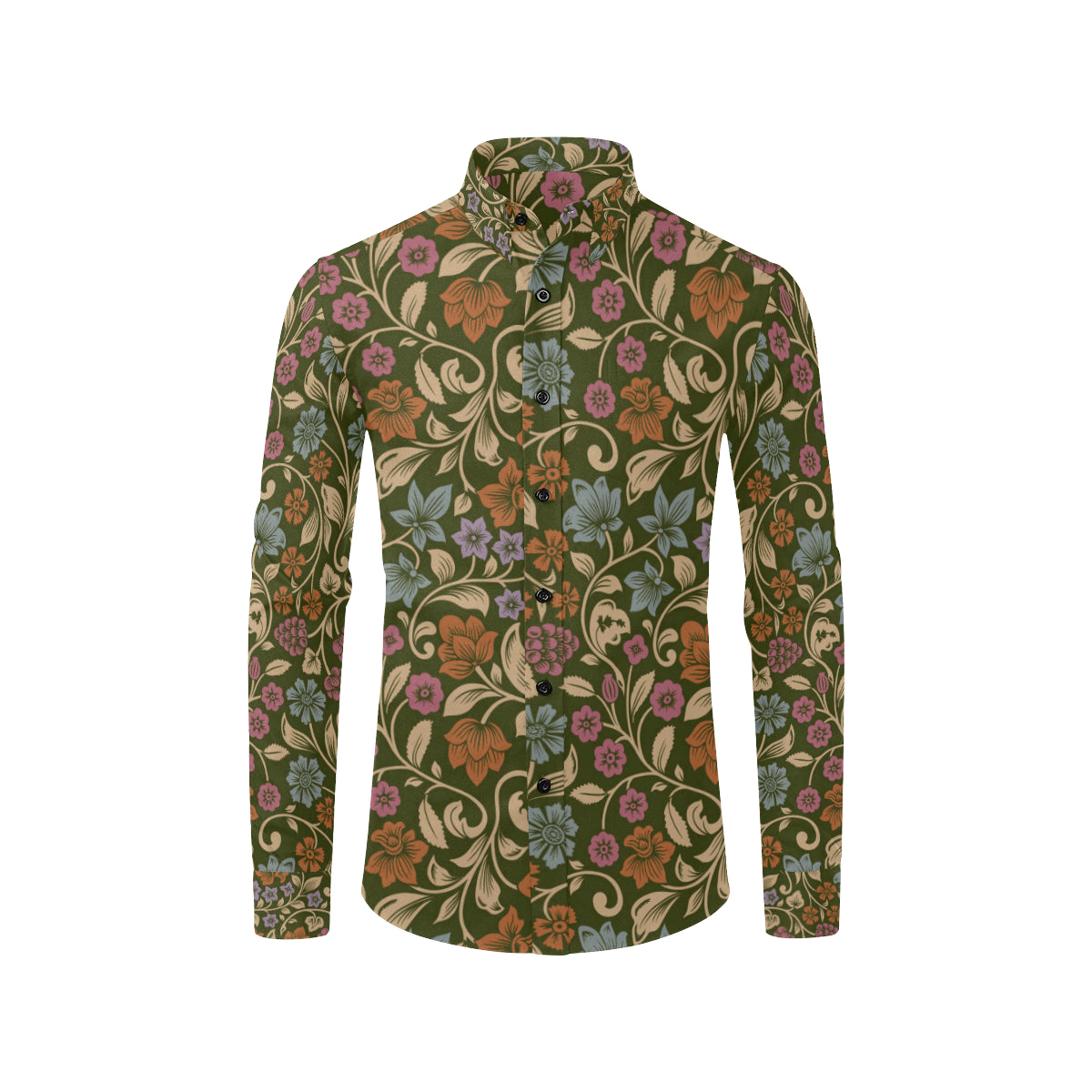 Floral Vintage Print Pattern Men's Long Sleeve Shirt