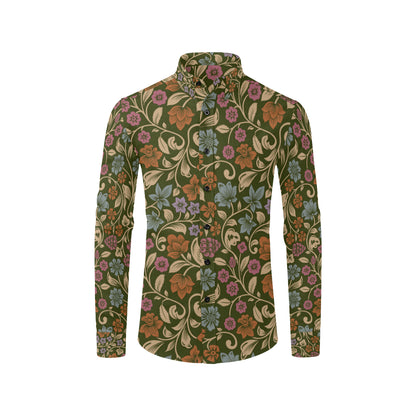 Floral Vintage Print Pattern Men's Long Sleeve Shirt