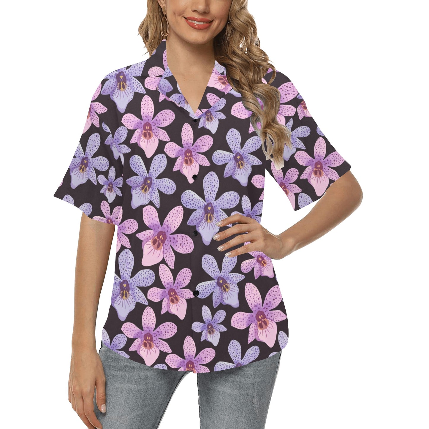 Orchid Pattern Print Design OR08 Women's Hawaiian Shirt