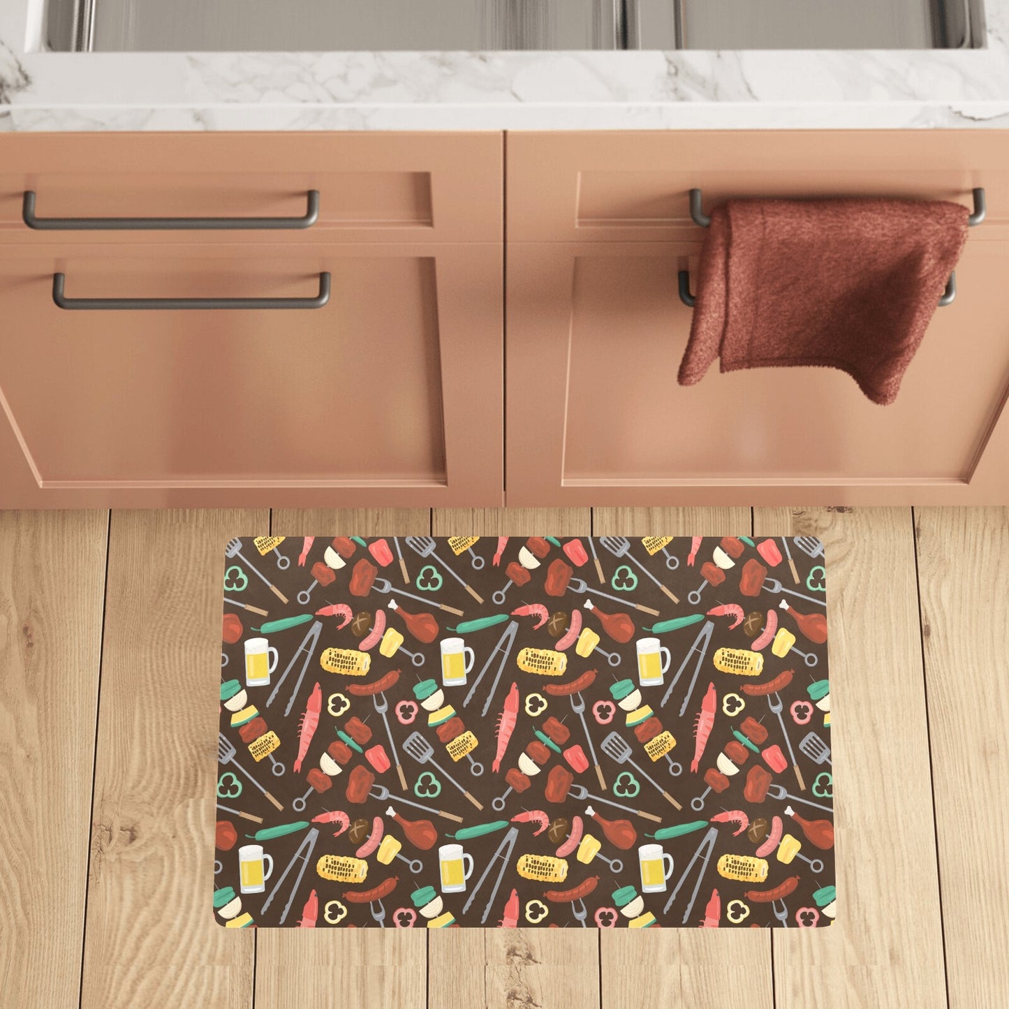 Barbecue Pattern Print Design 05 Kitchen Mat