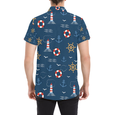 Nautical Pattern Print Design A06 Men's Short Sleeve Button Up Shirt