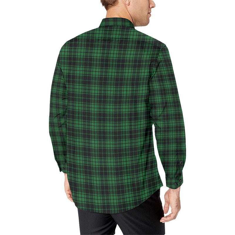 Green Tartan Plaid Pattern Men's Long Sleeve Shirt