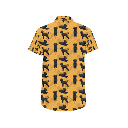 Bouviers des Flandres Pattern Print Design 01 Men's Short Sleeve Button Up Shirt