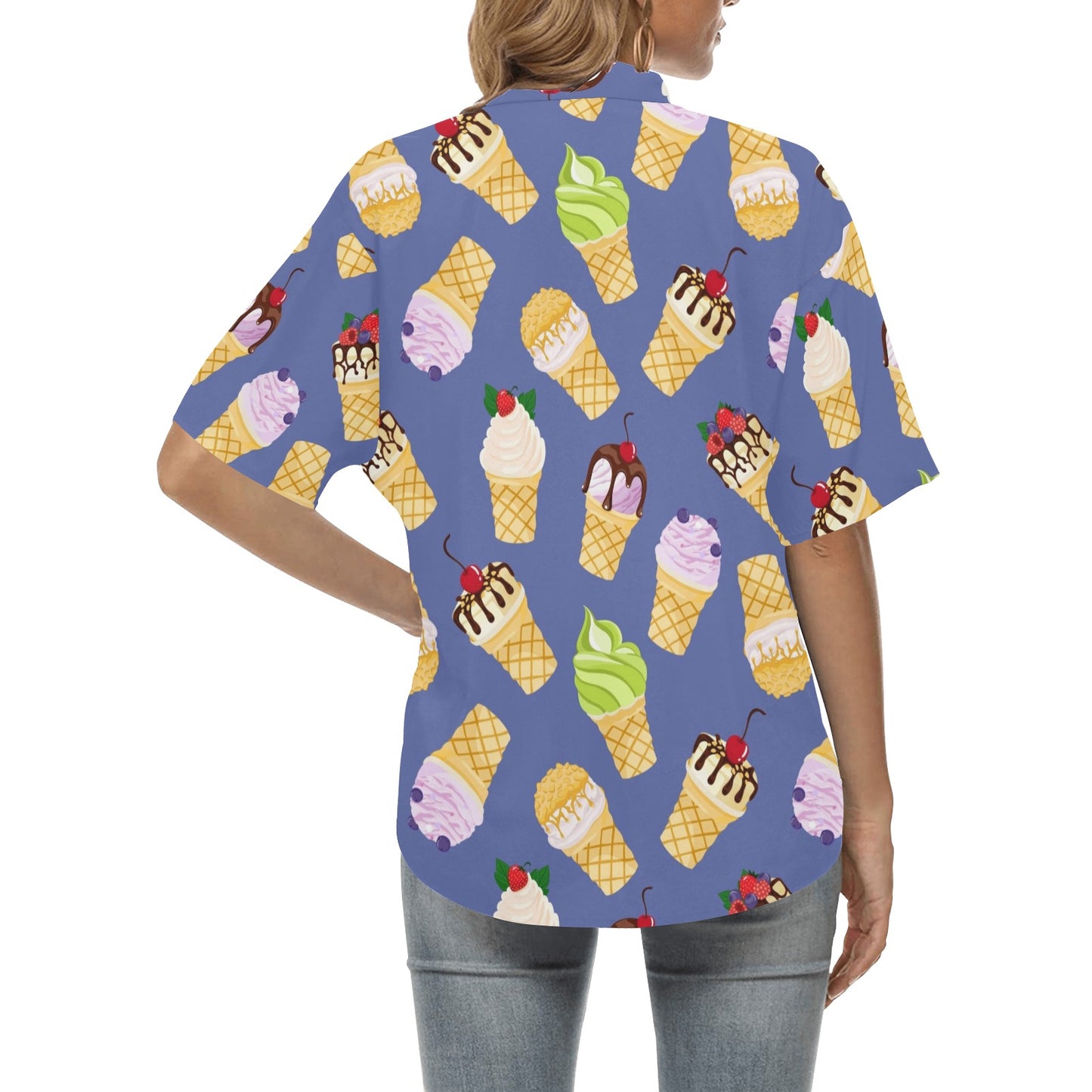 Ice Cream Pattern Print Design IC03 Women's Hawaiian Shirt