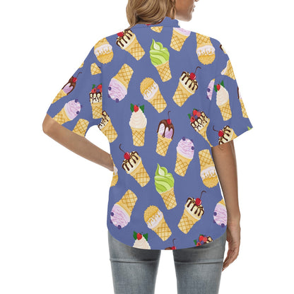 Ice Cream Pattern Print Design IC03 Women's Hawaiian Shirt