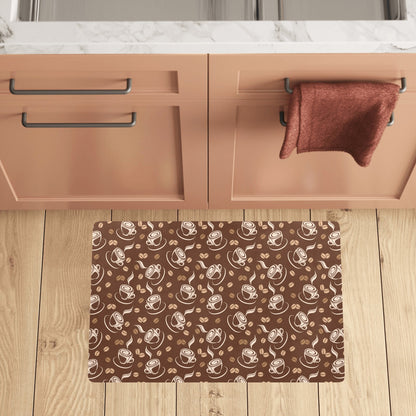 Coffee Pattern Print Design 03 Kitchen Mat