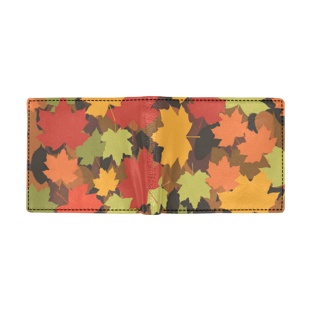 Maple Leaf Pattern Print Design 05 Men's ID Card Wallet