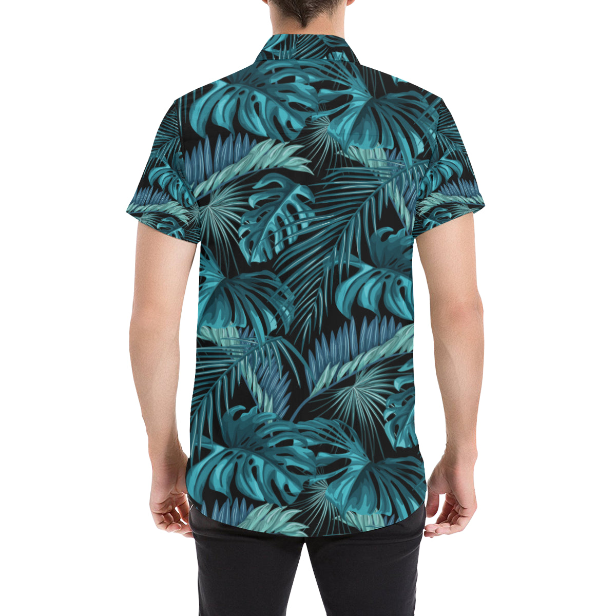 Palm Leaf Pattern Print Design A03 Men's Short Sleeve Button Up Shirt