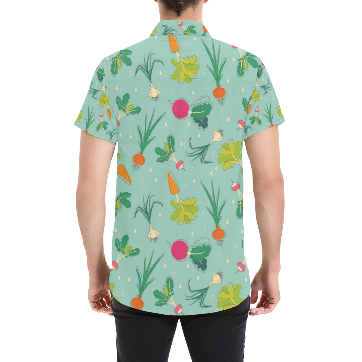 Radish Pattern Print Design A01 Men's Short Sleeve Button Up Shirt